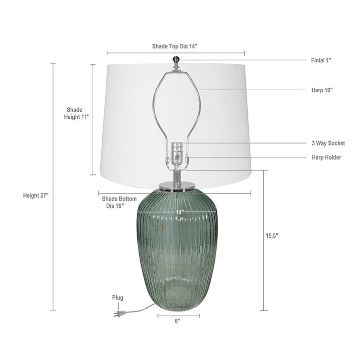 D16x27" Glass Table Lamp