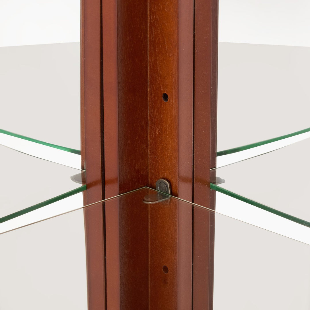 Corner Curio Cabinet with 5 Shelves and Lighting System, Walnut(E26 light bulb not included)