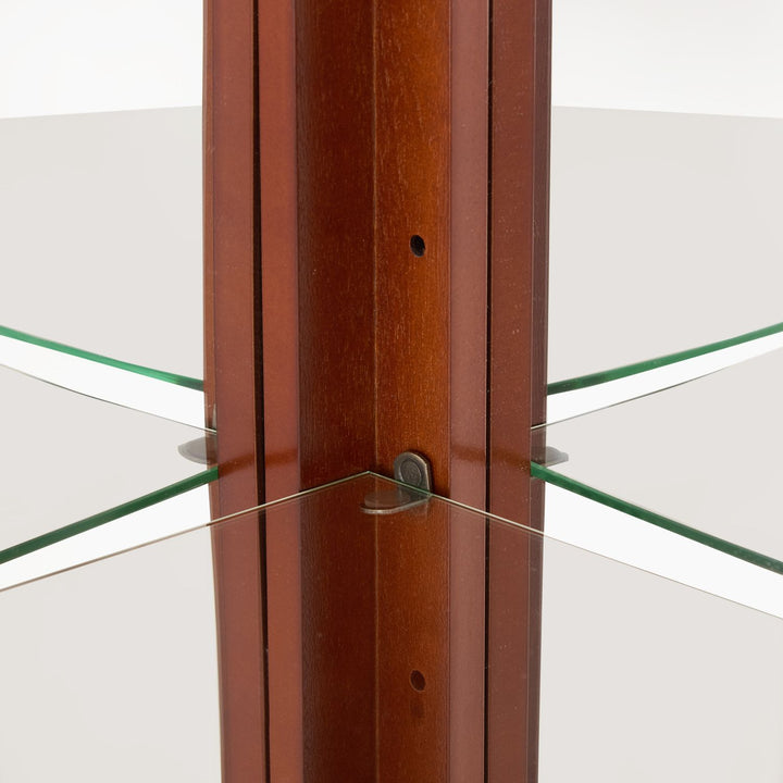 Corner Curio Cabinet with 5 Shelves and Lighting System, Walnut(E26 light bulb not included)