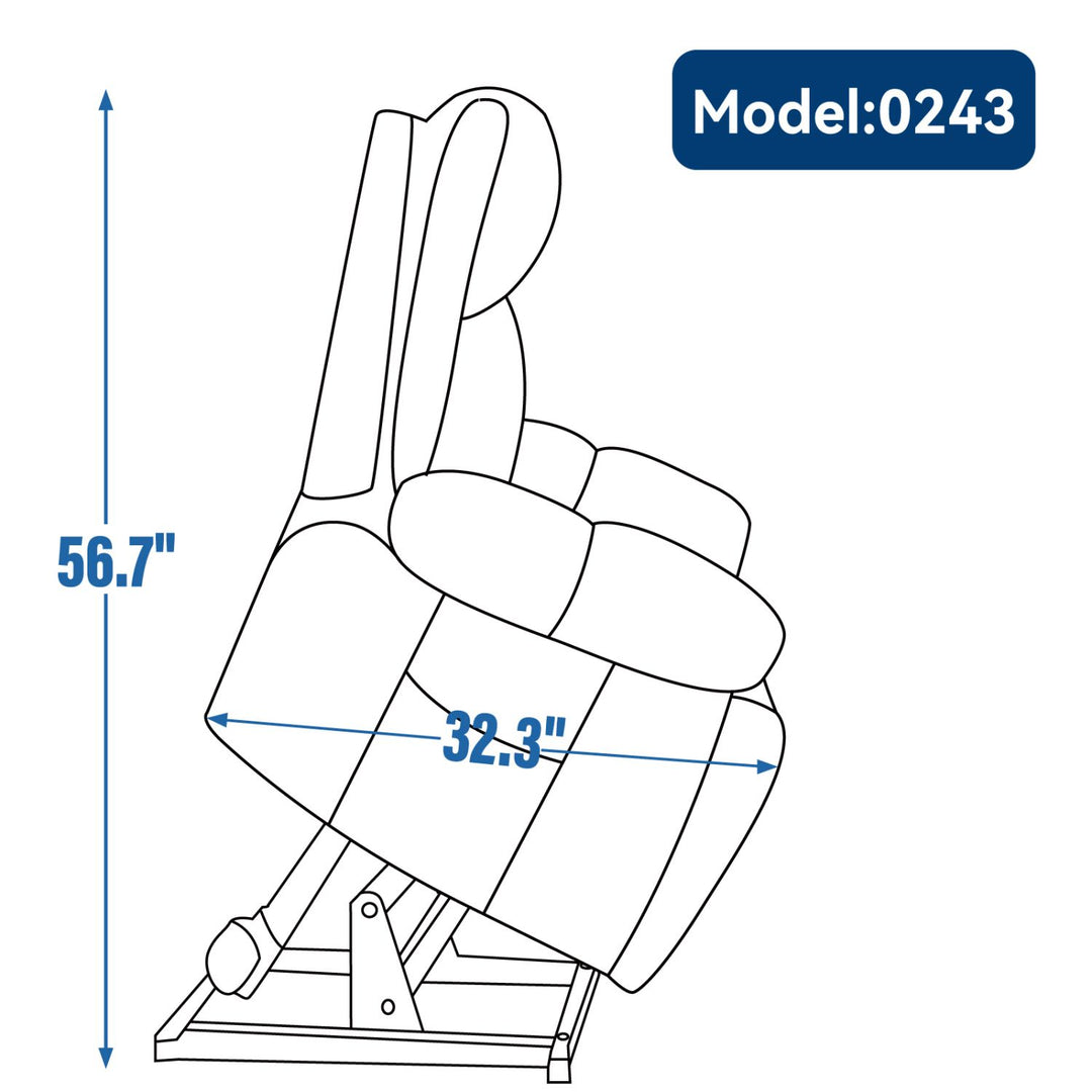 Blue Heat Massage Dual Motor Infinite Position Up to 350 LBS Large Electric Power Lift Recliners with Hidden Cup Holders, Power-Remote, Medium-firm and Heavy Duty