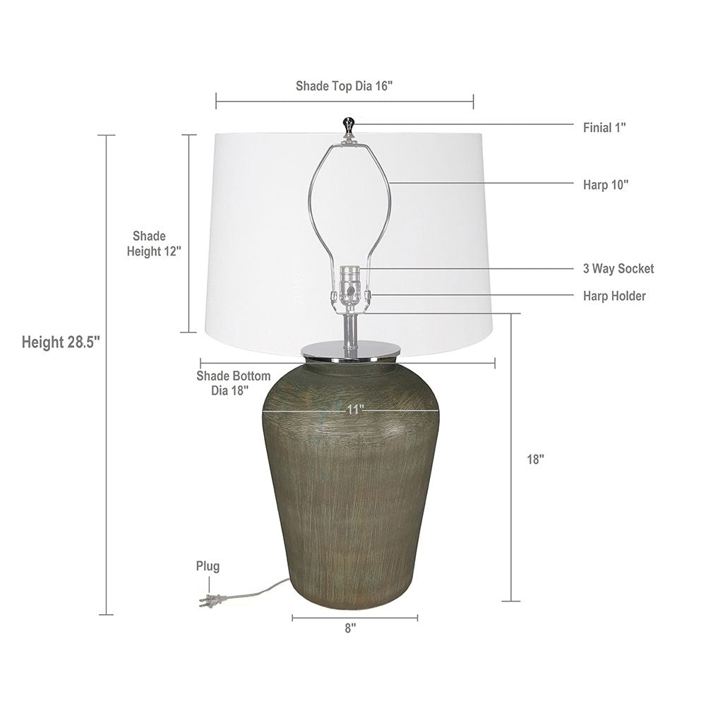 D18x28.5" Glass Table Lamp