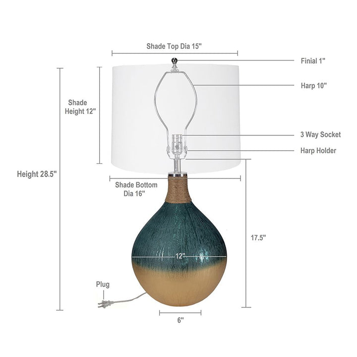 D16x28.5" Glass Table Lamp