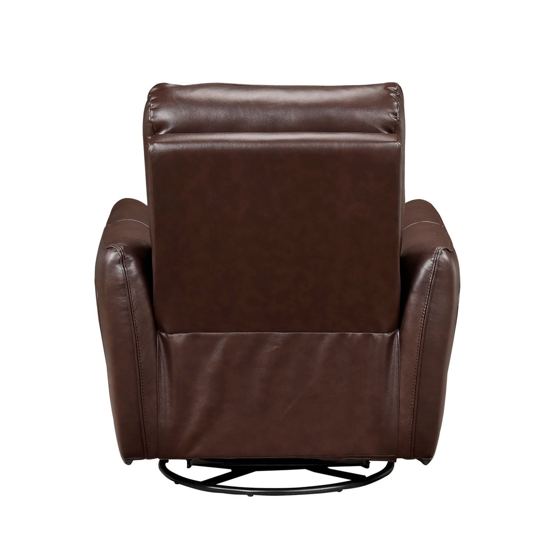 1pc Recliner Chair with Swivel Motion Luxurious Comfort Brown Leather Upholstered Solid Wood Living Room Furniture