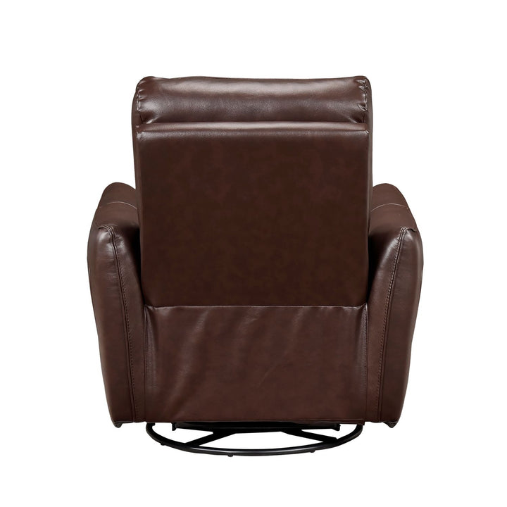 1pc Recliner Chair with Swivel Motion Luxurious Comfort Brown Leather Upholstered Solid Wood Living Room Furniture