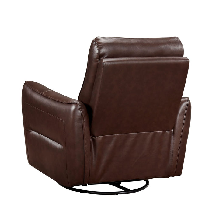 1pc Recliner Chair with Swivel Motion Luxurious Comfort Brown Leather Upholstered Solid Wood Living Room Furniture