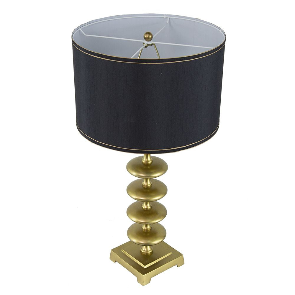 16x16x29.8" Gold and Black Table Lamp with Contemporary Disc Design
