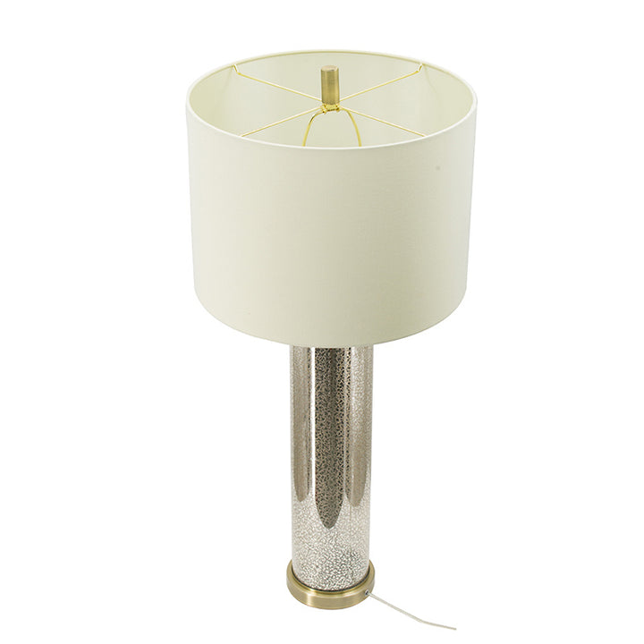 16x16x35" Gold Mirrored Glass Table Lamp with White Fabric Shade