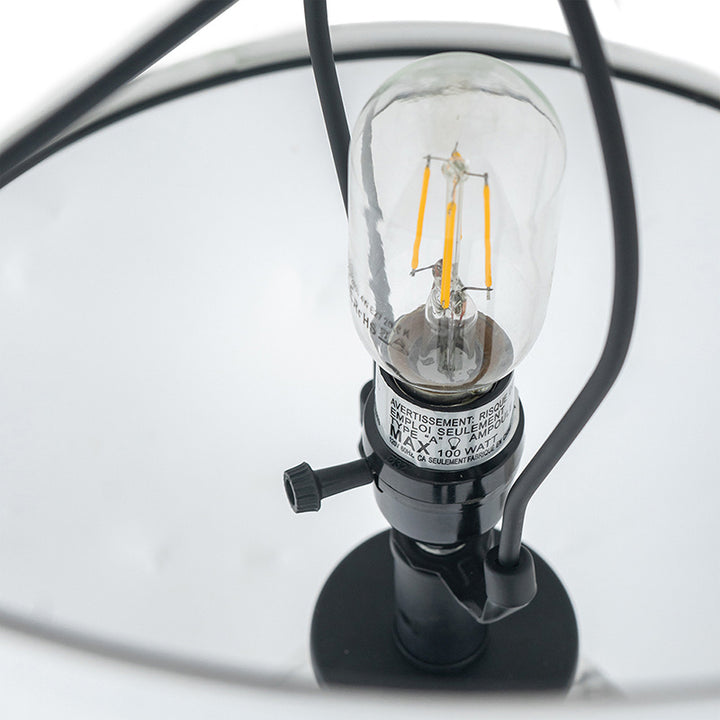 14x14x28.5" Sarris Tall Gray & White Swirl Glass Table Lamp w/ Linen Shade, Back Metal Base