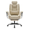 Office Chair Ergonomic 200 kg PU Leather Computer Chair with Lumbar Support and High Backrest, Ergonomic Desk Chair with Liftable Headrest, Beige