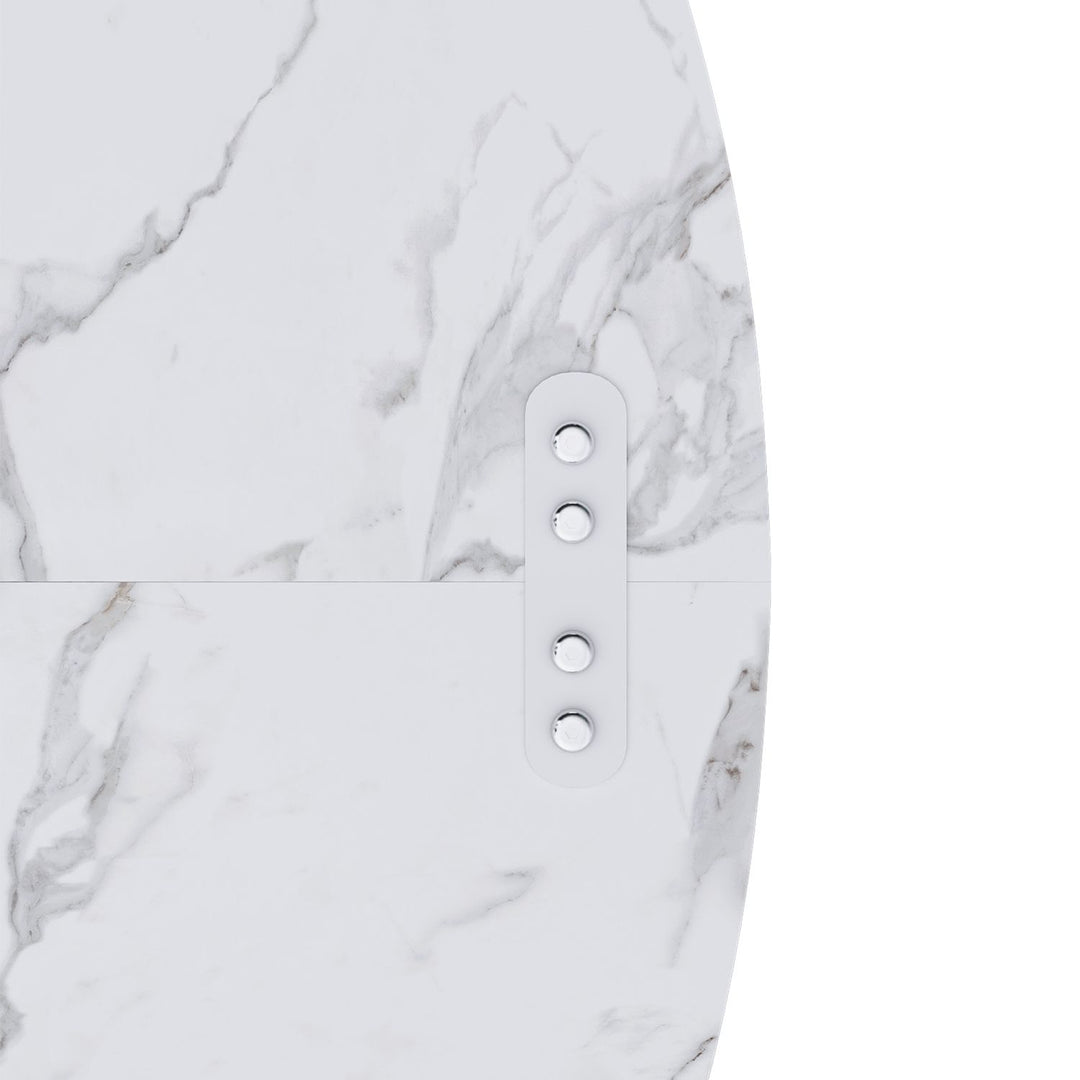 47.24" Round Dining Table for 4 - Farmhouse MDF Table with Marble White Finish, 300lb Capacity, Easy Assembly for Kitchen/Dining Room - Modern Spiced Table