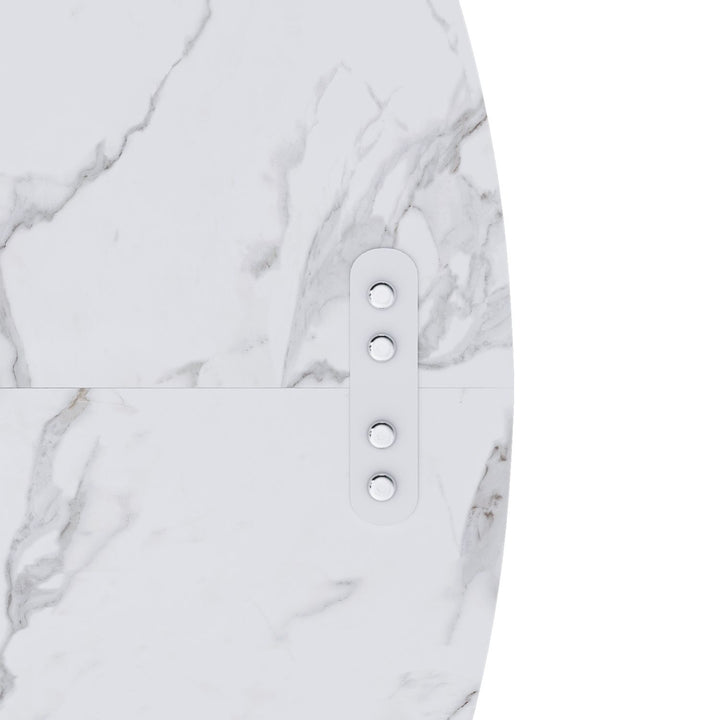 47.24" Round Dining Table for 4 - Farmhouse MDF Table with Marble White Finish, 300lb Capacity, Easy Assembly for Kitchen/Dining Room - Modern Spiced Table