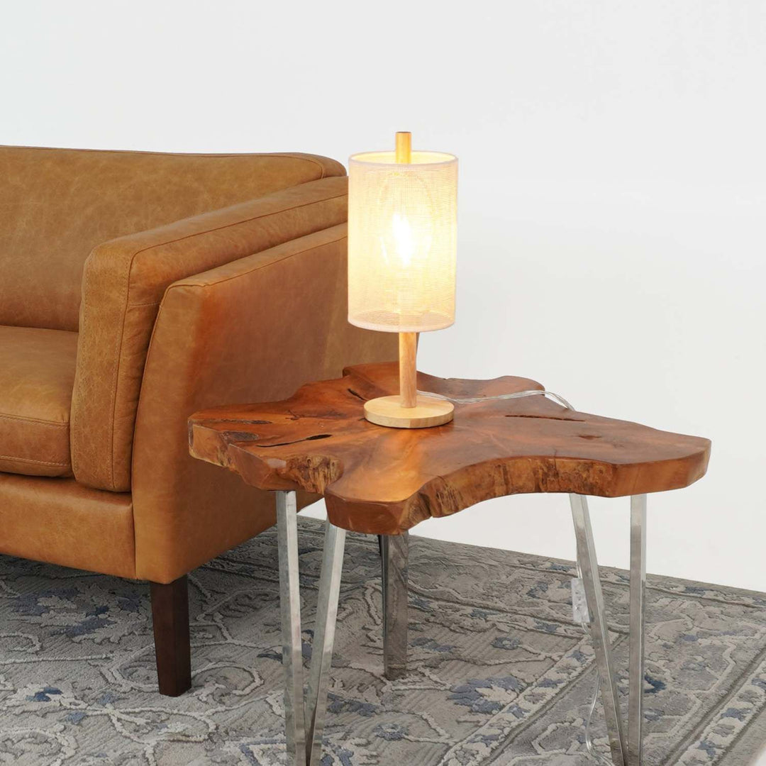 Modern Classic Desk Lamp Villa Living Room Bedroom Study Decorative Original Design European Wood Table Light, Arcana Table Lamp - Oak - Natural 110-120V Paper Rattan Weave Material