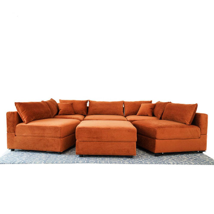 Hayward Burnt Orange Velvet Modular Sectional Sofa