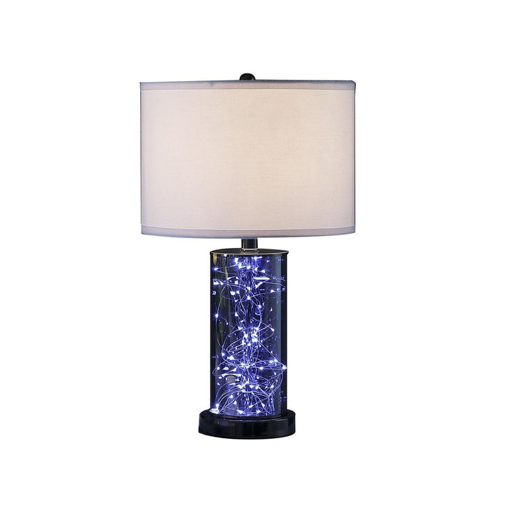 21.25" In Cynx Led Night Light Mid-Century Glass Black Chrome Table Lamp