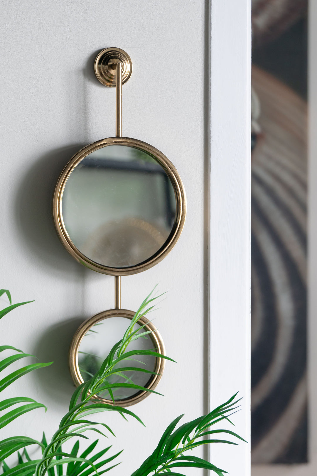 2 Circle Mirrors for Wall Decor, Unique Contemporary Wall Mirror for Living Room Bedroom Entryway,11" x 28.5"