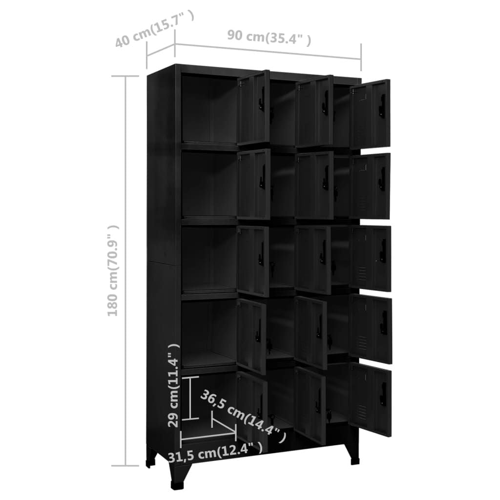 Locker Cabinet Black 35.4"x15.7"x70.9" Steel