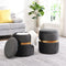 Techni Mobili Modern Velvet Round Ottoman with Storage, Grey