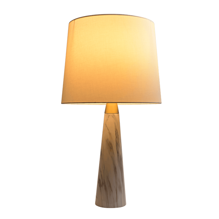 Enclave Hydro White Table Lamp with On/Off Switch Faux Marble Base Fabric Shade