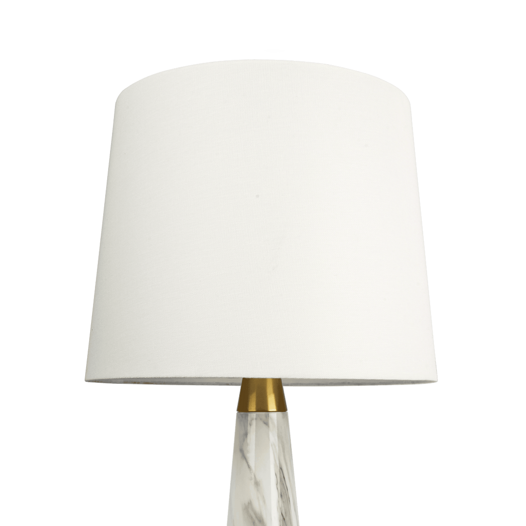 Enclave Hydro White Table Lamp with On/Off Switch Faux Marble Base Fabric Shade