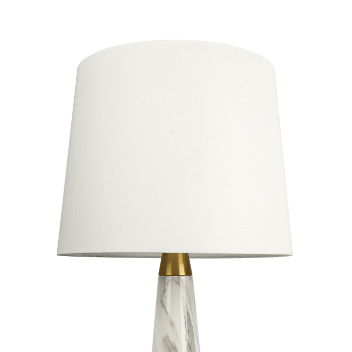 Enclave Hydro White Table Lamp with On/Off Switch Faux Marble Base Fabric Shade