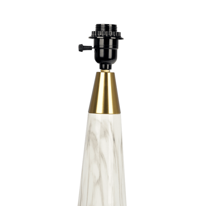 Enclave Hydro White Table Lamp with On/Off Switch Faux Marble Base Fabric Shade