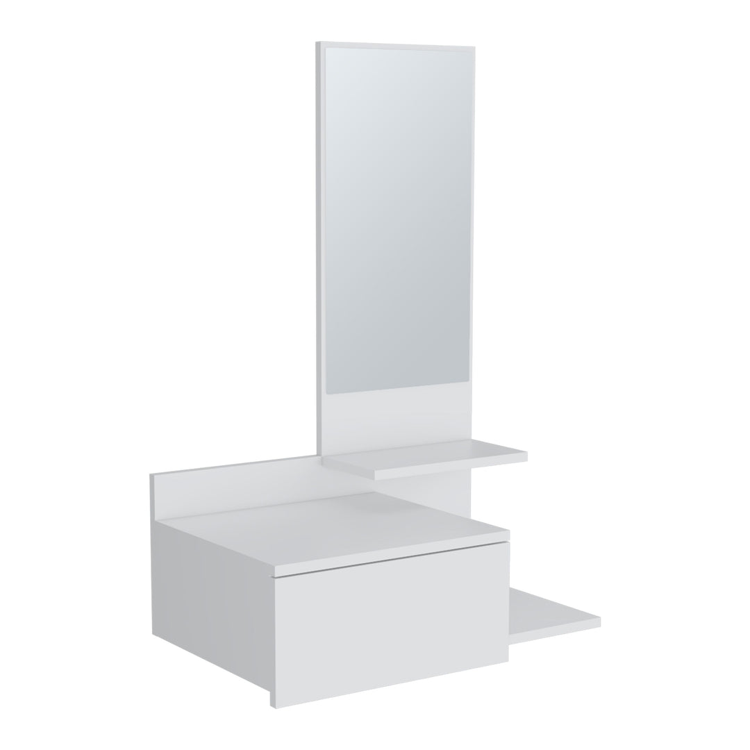 Floating Hallway Cabinet 36.2" H, 1 Drawer, 3 Shelves, 1 Mirror, White