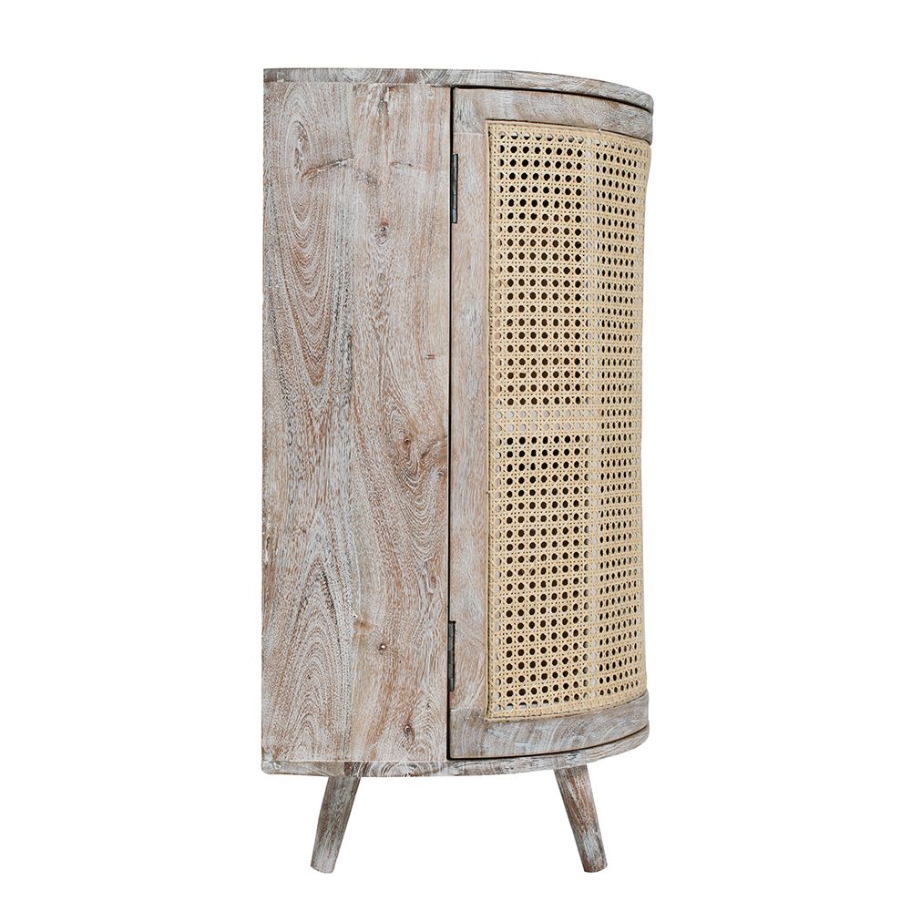 57x16x33" Tv Console With Cane Doors