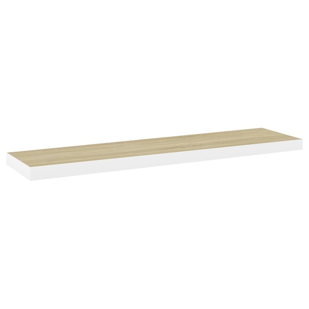 Floating Wall Shelves 4 pcs Oak and White 35.4"x9.3"x1.5" MDF