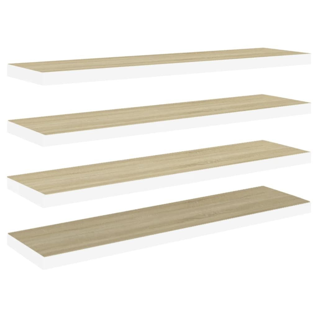 Floating Wall Shelves 4 pcs Oak and White 35.4"x9.3"x1.5" MDF