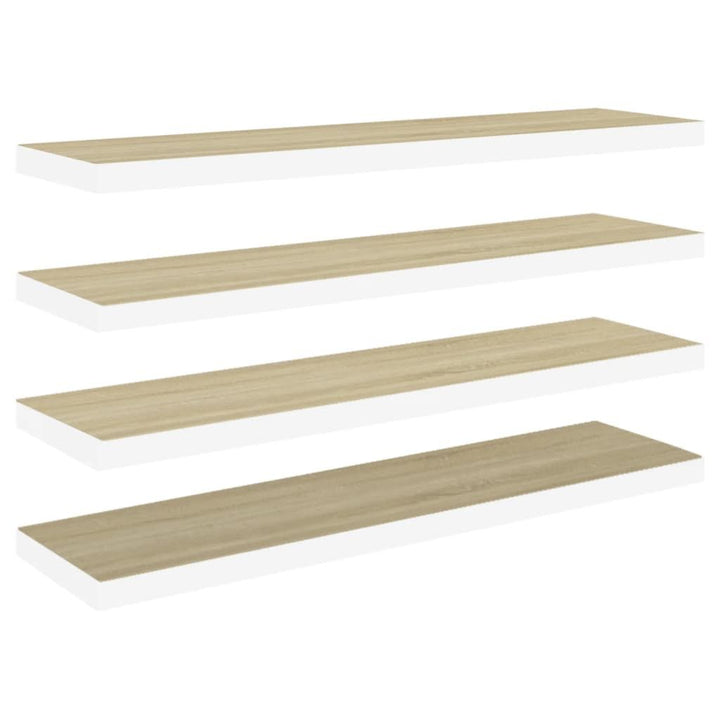 Floating Wall Shelves 4 pcs Oak and White 35.4"x9.3"x1.5" MDF