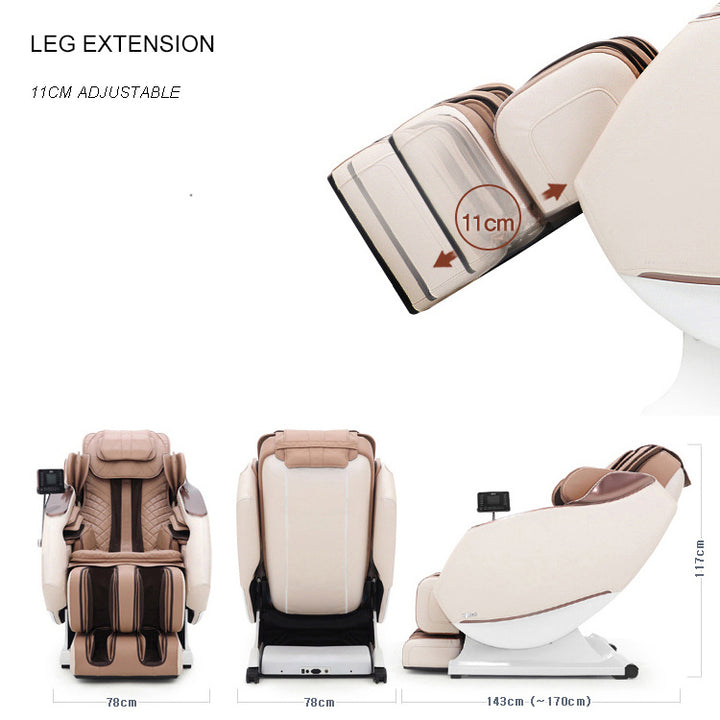 3D Full Body Zero Gravity Shiatsu Electric Massage Chair SL-Track Recliner with Airbag Speaker LCD Touch Screen+Mini Remote Voice Control Back Heat