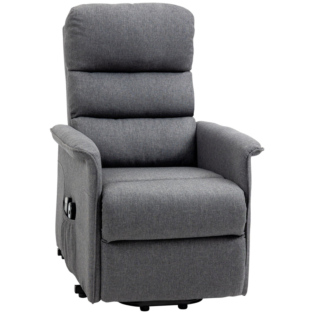 HOMCOM Power Lift Chair with Vibration Massage, Fabric Upholstered Recliner Chair for Elderly with Remote Control, Side Pockets, Grey