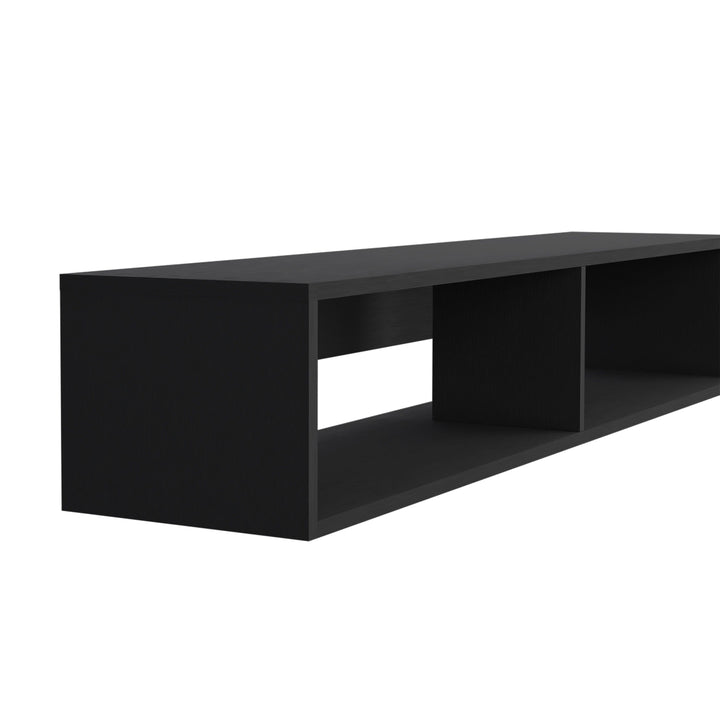 Warrior 59" Floating Tv Stand with Two open shelves, media compartments and cable management Black