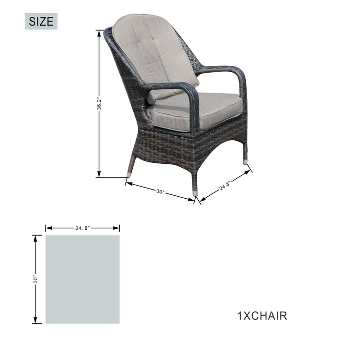 Direct Wicker Patio Fire Pit Dining Set 6-Seat Rectangular Aluminum Table with Rattan Chairs