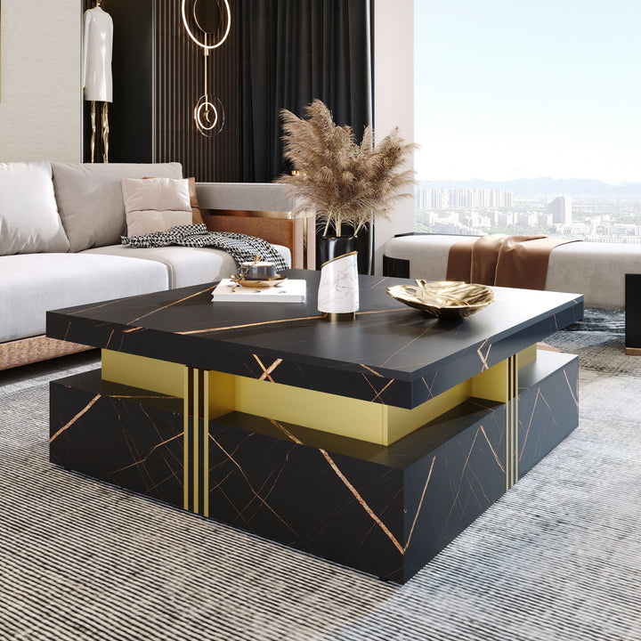 Modern Square Storage Coffee Table With 4 Drawers