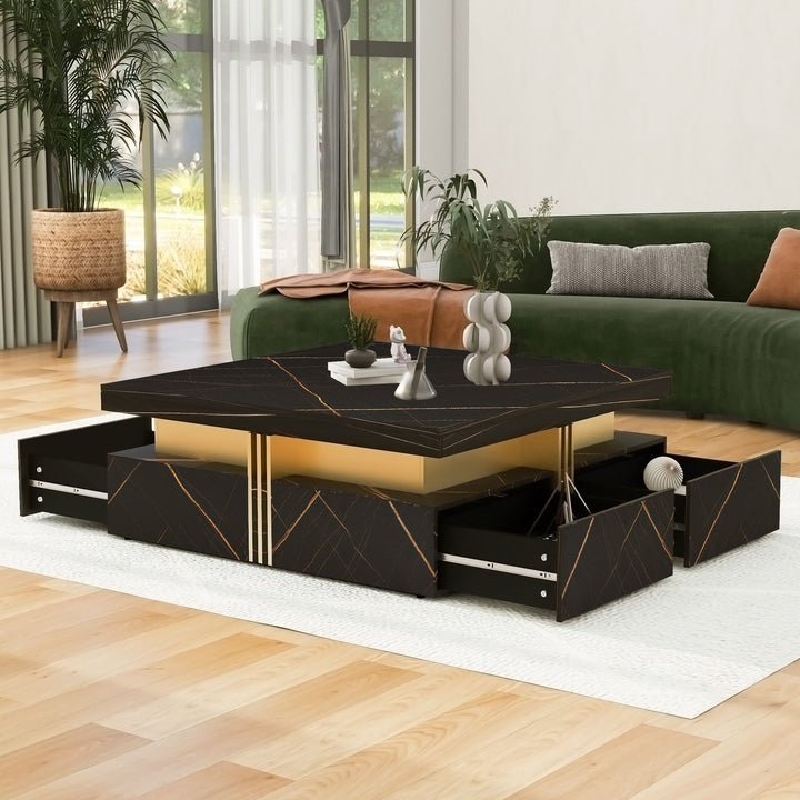 Modern Square Storage Coffee Table With 4 Drawers