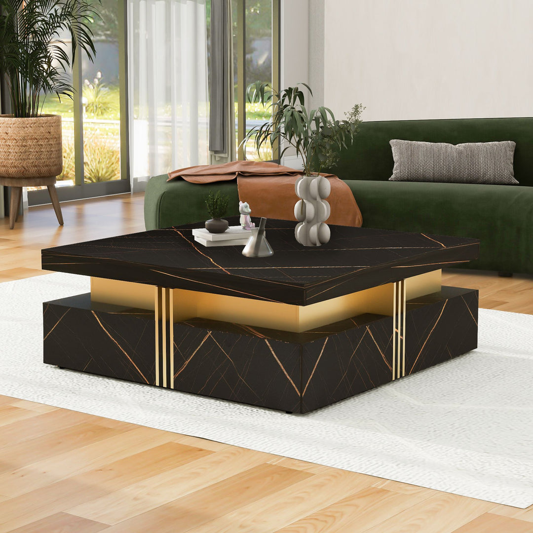 Modern Square Storage Coffee Table With 4 Drawers