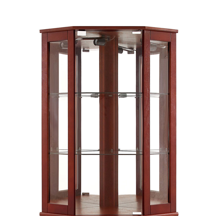 6 Shelf Corner Curio Display Cabinet with Lights, Mirrors and Adjustable Shelves, (E26 light bulb not included)