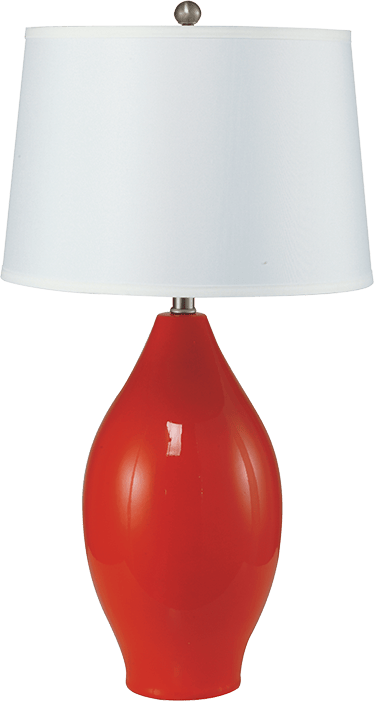 28"H RED LEMON SHAPE CERAMIC TABLE LAMP