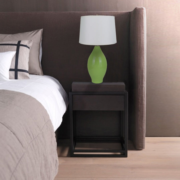 28"H RED LEMON SHAPE CERAMIC TABLE LAMP