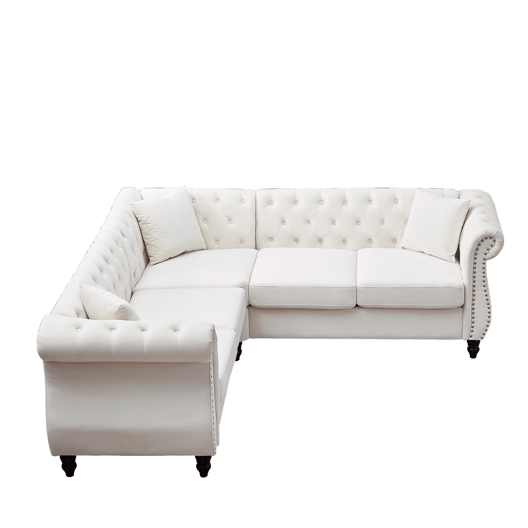 83.5-Inch Oversized Corner Sofa, L-Shaped Sectional Couch, 5-Seater Corner Sofas with 3 Pillows for Living Room, Bedroom, Apartment, Office