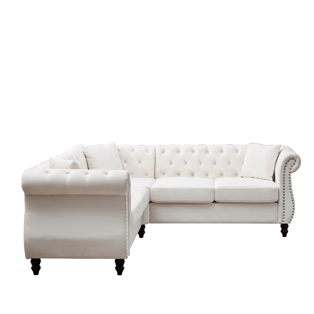 83.5-Inch Oversized Corner Sofa, L-Shaped Sectional Couch, 5-Seater Corner Sofas with 3 Pillows for Living Room, Bedroom, Apartment, Office