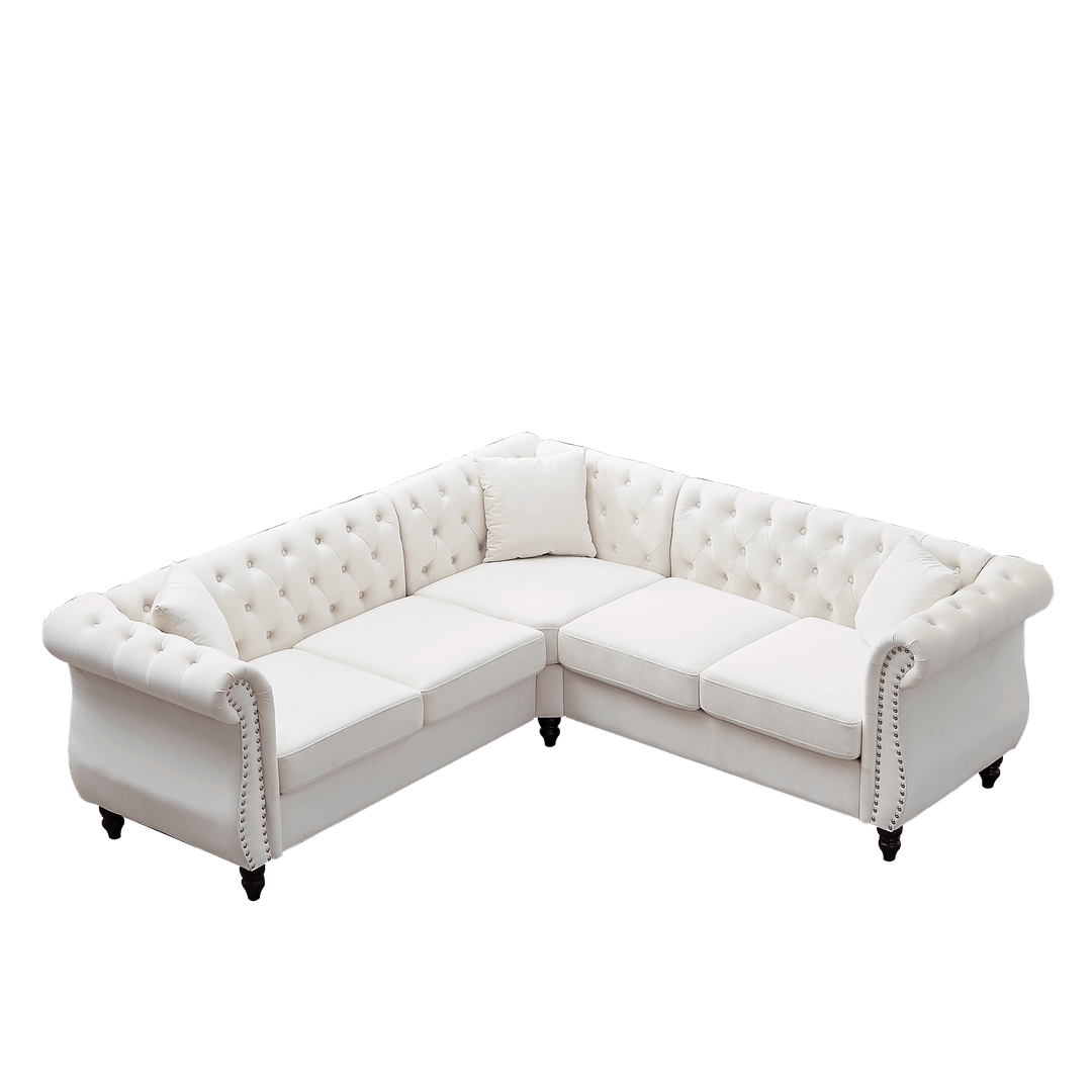 83.5-Inch Oversized Corner Sofa, L-Shaped Sectional Couch, 5-Seater Corner Sofas with 3 Pillows for Living Room, Bedroom, Apartment, Office