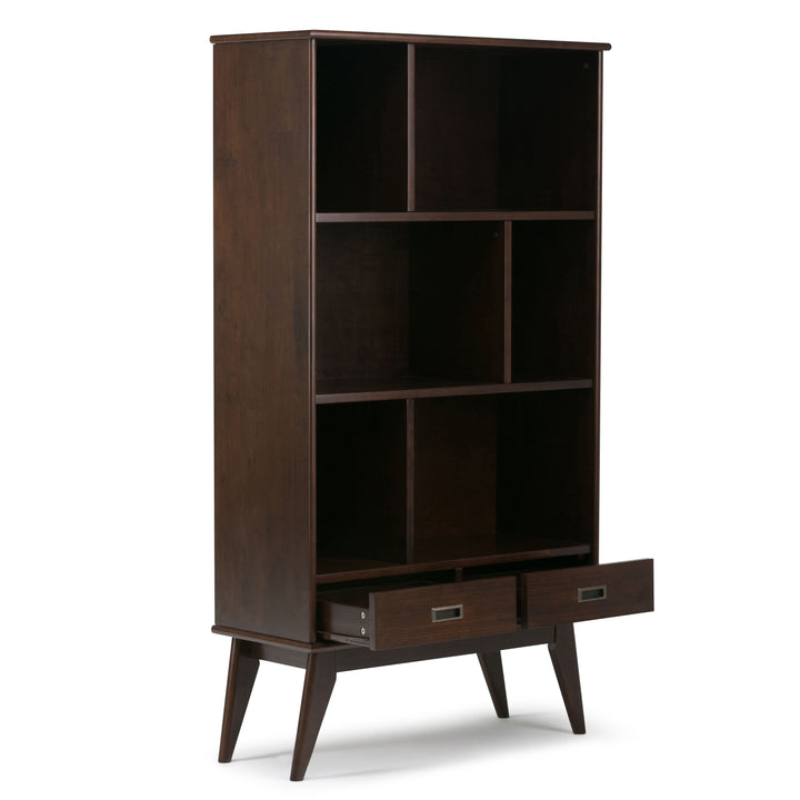 Draper - Mid Century Wide Bookcase and Storage Unit - Medium Auburn Brown