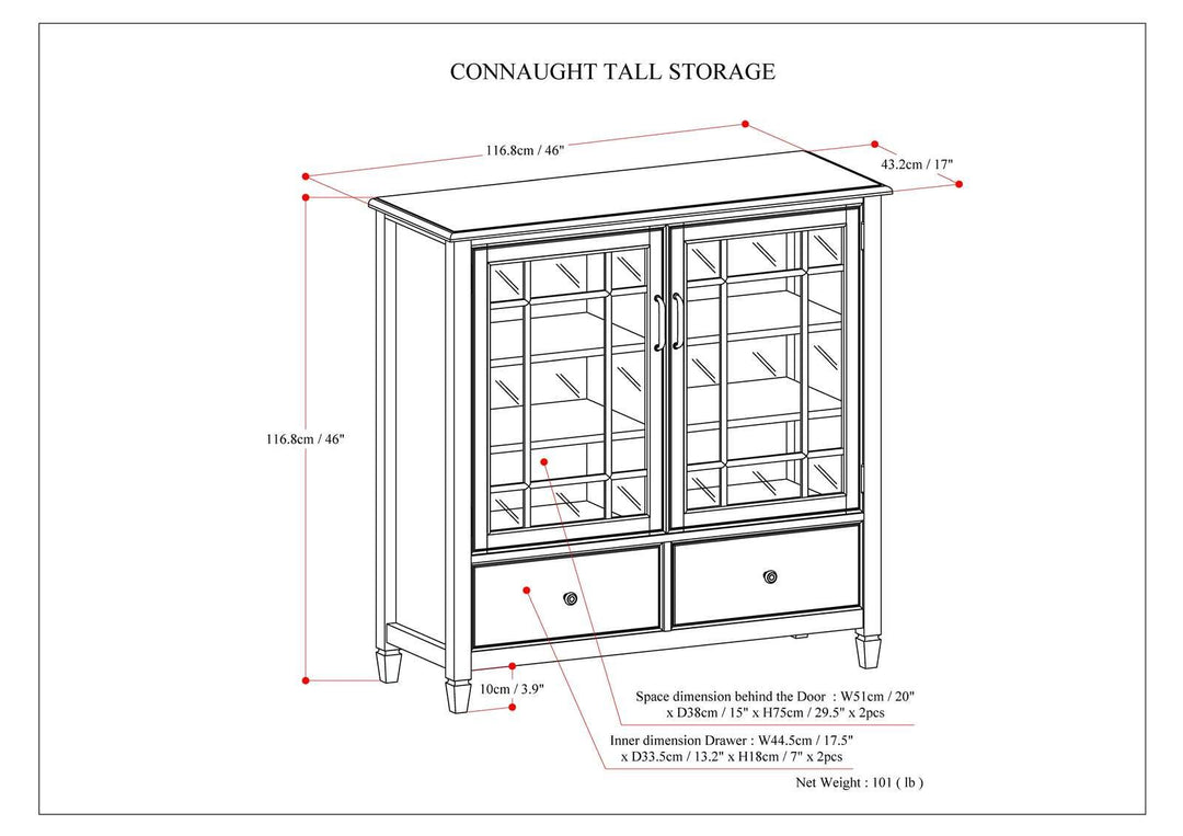 Connaught - Tall Storage Cabinet - Dark Chestnut Brown
