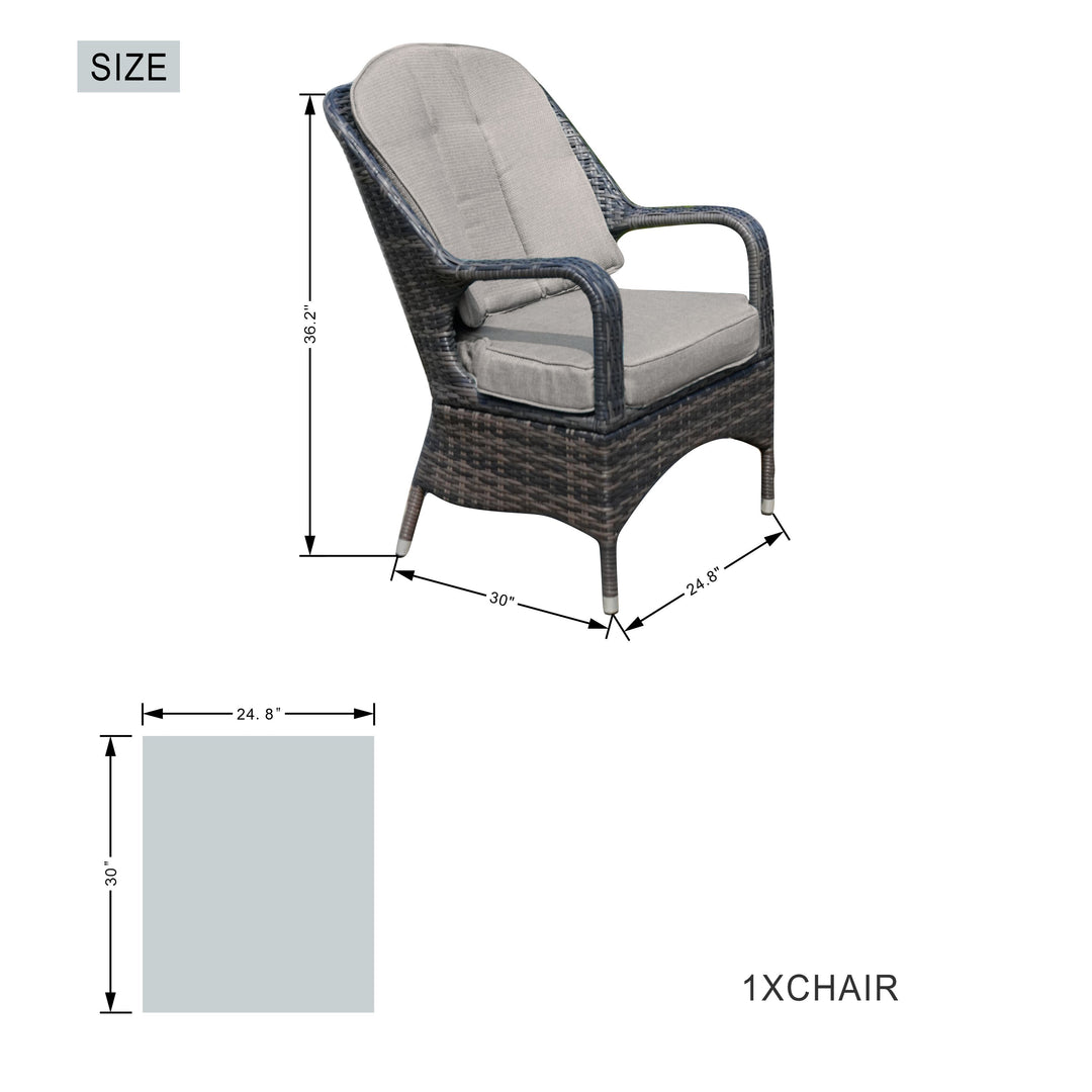 Direct Wicker Patio Fire Pit Dining Set 6-Seat Rectangular Aluminum Table with Rattan Chairs