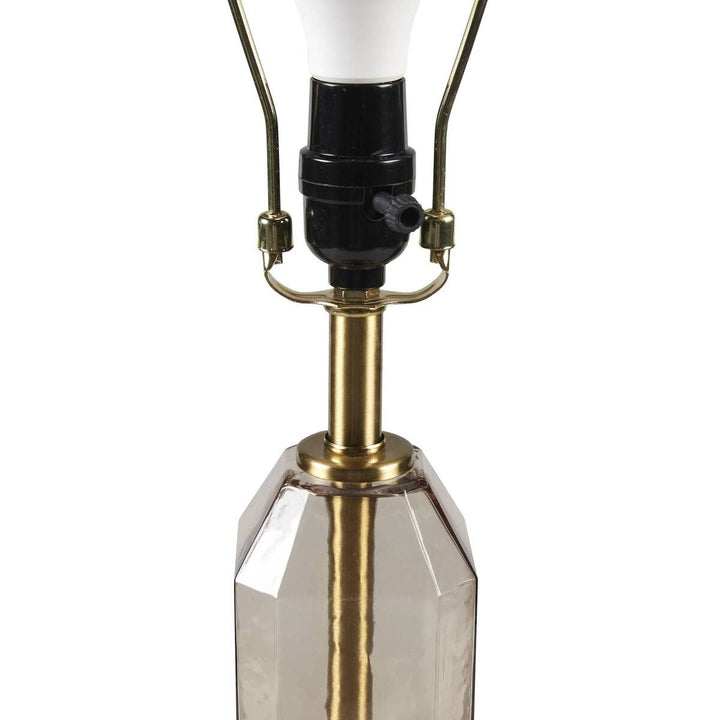 Faceted Brown Glass Table Lamp