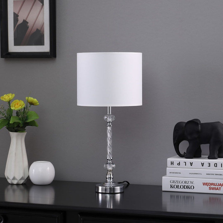19.25" In Audrey Twisted Crystal Modern Silver Table Lamp