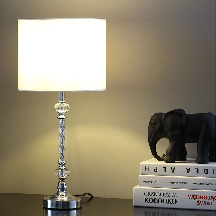 19.25" In Audrey Twisted Crystal Modern Silver Table Lamp