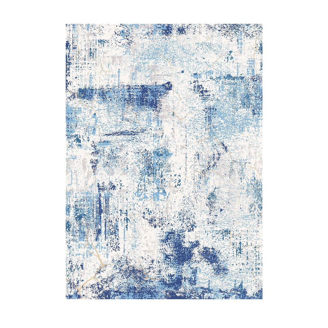 Large Area Rug 5 x 7 ft Anti-Skid and Tear-Resistant Floor Mat Modern Blue